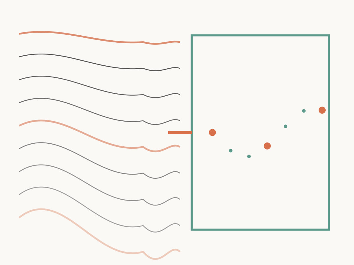 An exhausted field of sagging lines clears into a quiet open frame, representing a new semester ADHD guide.