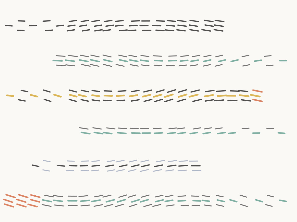 Combed bands alternate with bands of rest, representing reminder app for adhd.