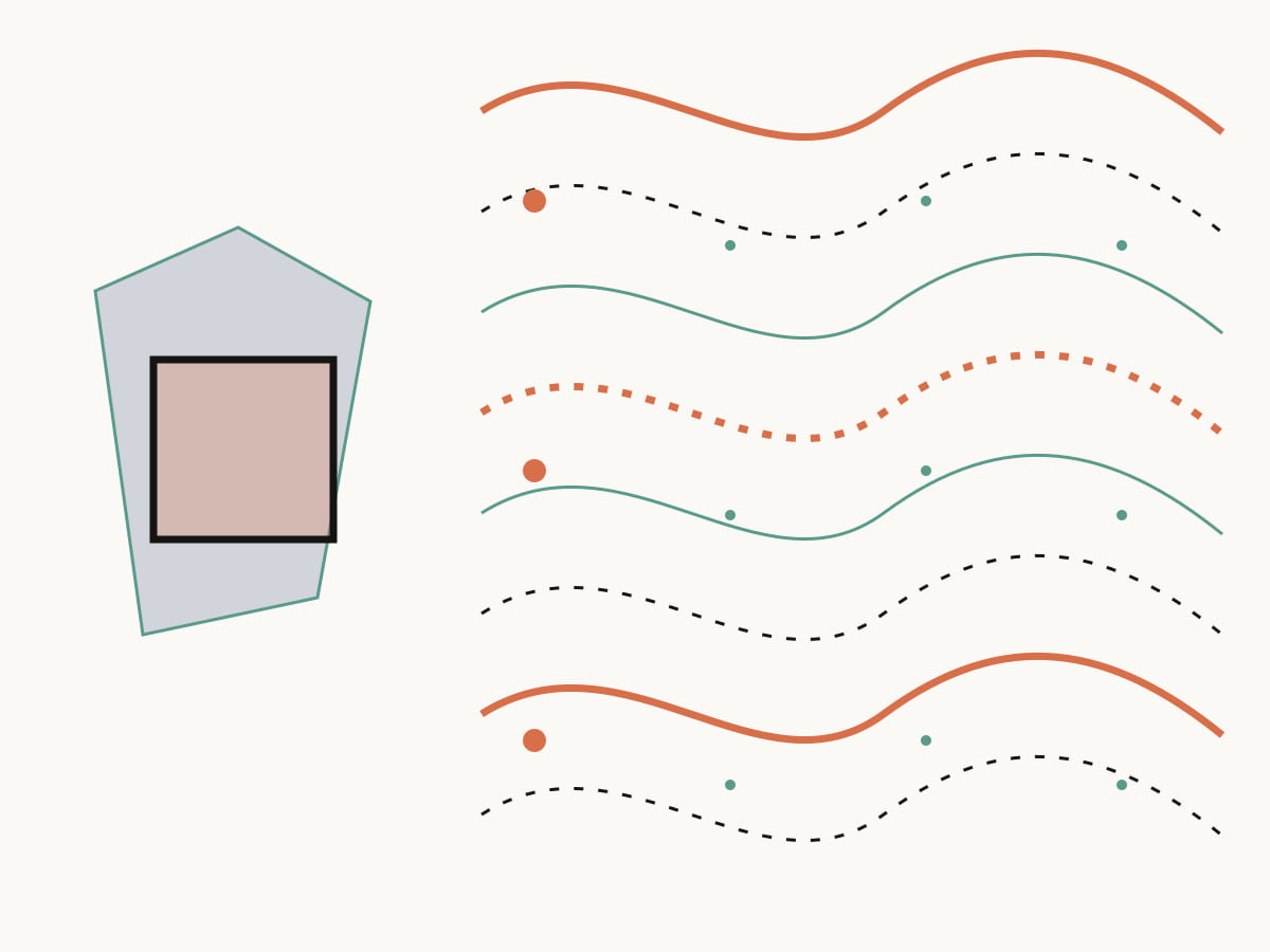 One temporary block sits beside a repeating field-wide pattern, representing task paralysis vs ADHD paralysis.