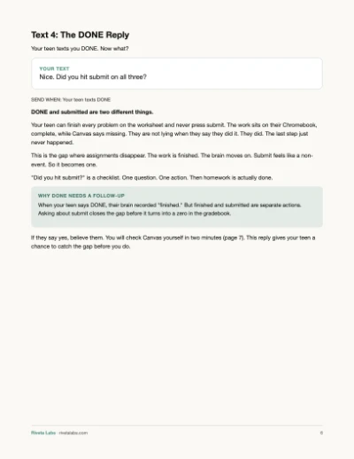 The DONE reply page explaining why reported done and verified done are different.